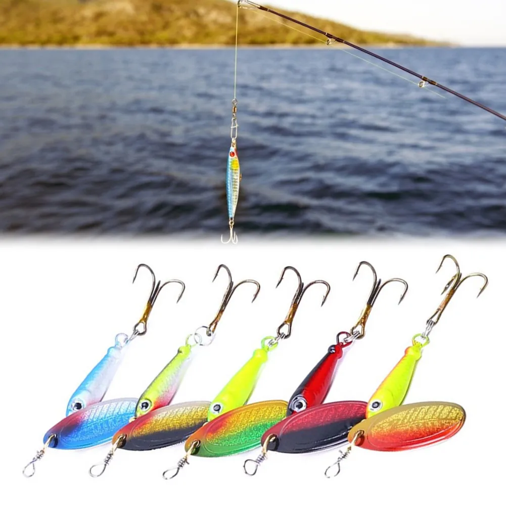 

1Pc 9g Spoon Bait 5.5cm Spinner Fishing Lures Metal Baits Treble Hook Feeder Carp Spinnerbait Pesca Fish Tackle Accessories