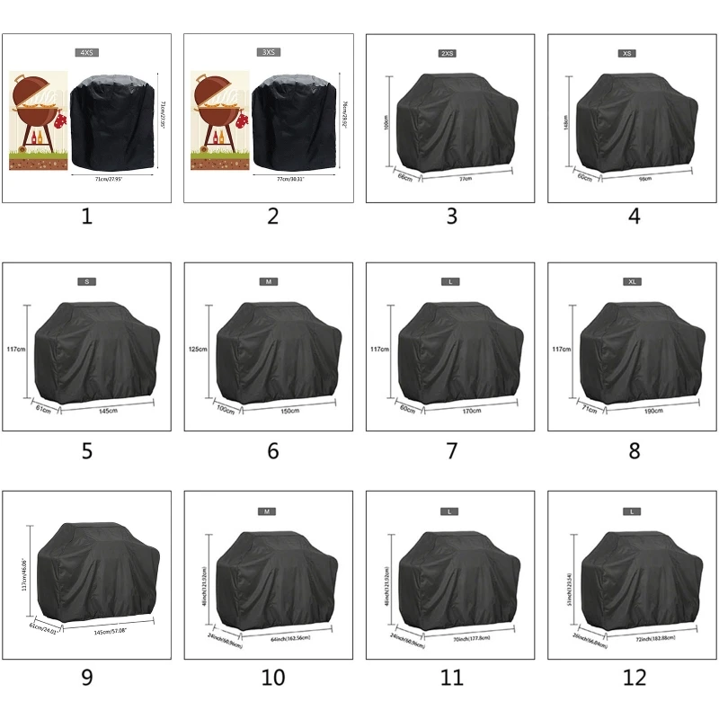 

190T 210D BBQ Cover Outdoor Dust Waterproof Weber Heavy Duty Grill Cover Rain Protective Outdoor Barbecue Cover Round