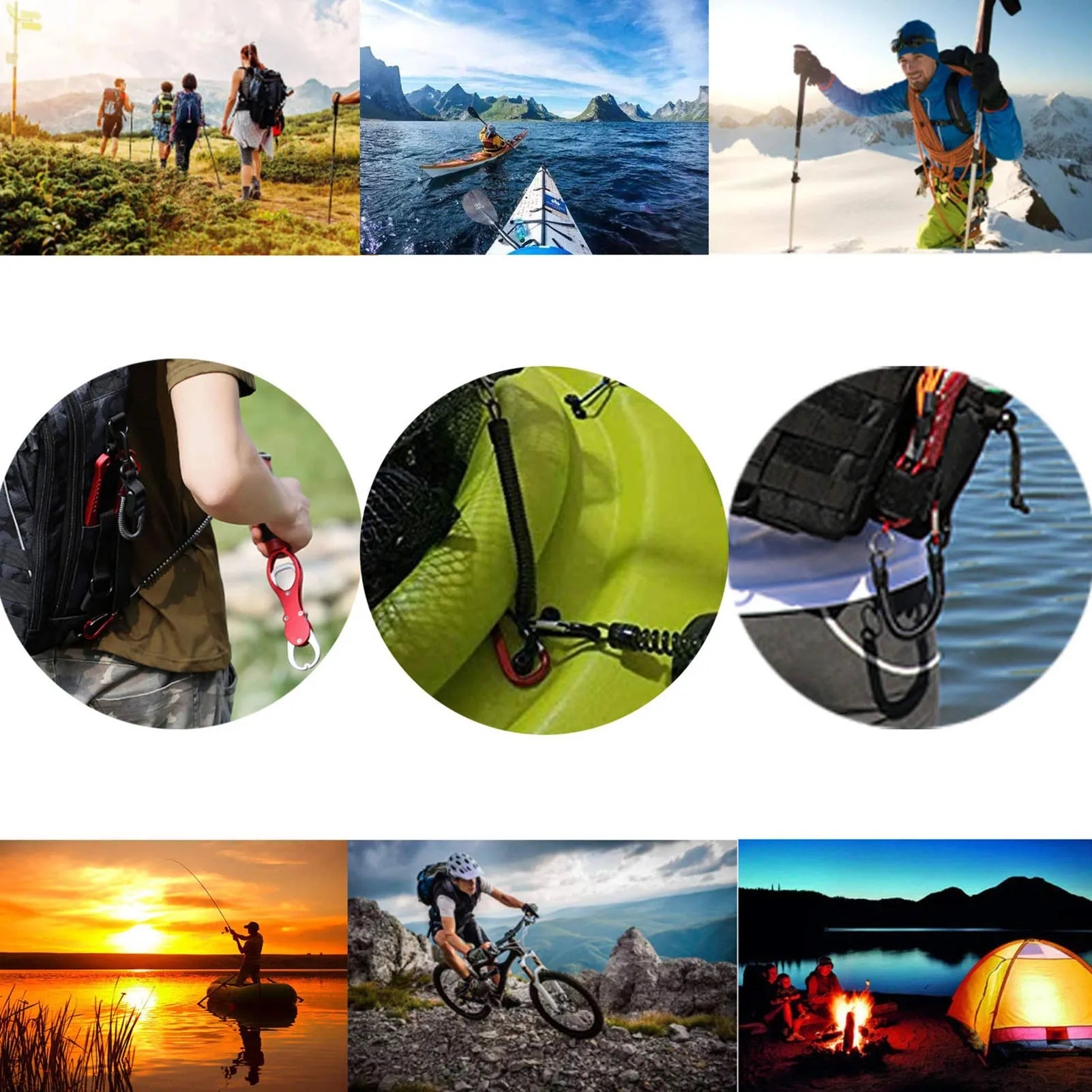 

7PCS Colorful Fishing Lanyard Safe Fishing Tool Rope Kayaking Keys Fishing Pliers Elastic Rope For Camping Accessories