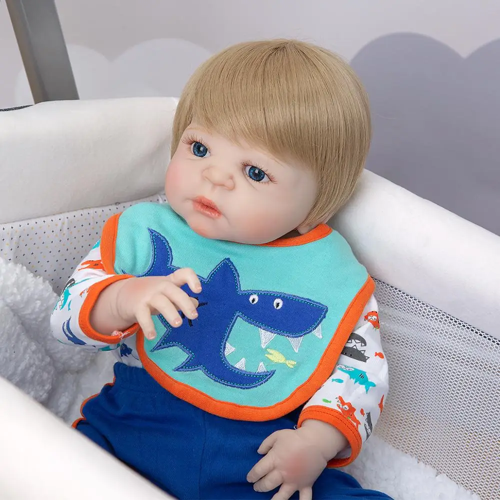 Newborn Doll Realistic 57 cm Full Silicone Baby Reborn Doll Boy Vinyl Look Real Fake Baby Toy For Kid Playmate Gift Xmas Present images - 6