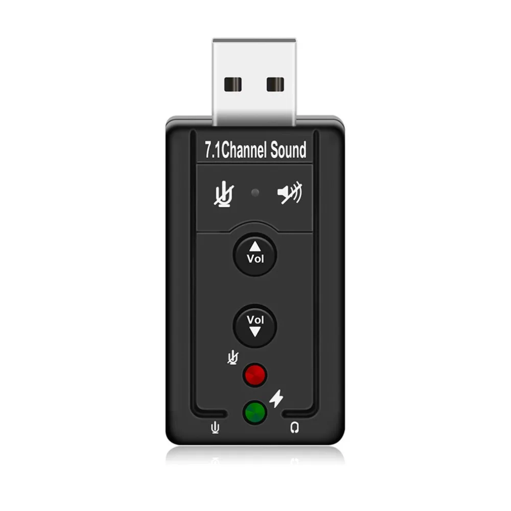 

USB-концентраторы, внешняя звуковая карта USB 2,0, 7,1-канальный аудио мини-адаптер с кнопкой управления, 3,5 мм, для наушников, интерфейс микрофона ...