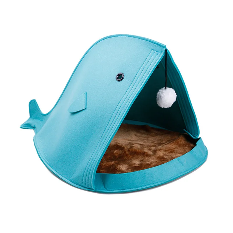 

Pet Cat Nest Foldable Felt Shark Bed Soft Comfortable Dog House Sleeping Pad Kennel Kitty Mat For Small Medium Puppy Supplies 2