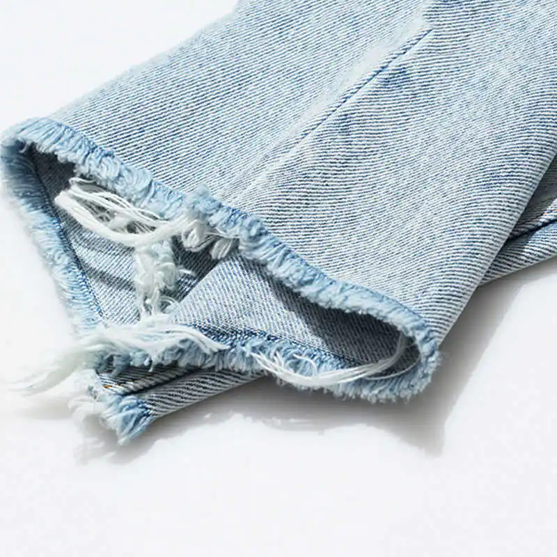 

[DEAT] High Waist Blue Pattern Printed Long Denim Trousers New Loose Fit Pants Women Fashion Tide Autumn Winter 2021 GX219