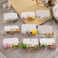 kisswife new colourful resin big hoop earrings set for women girls gold color metal acrylic earrings trend fashion jewelry gifts