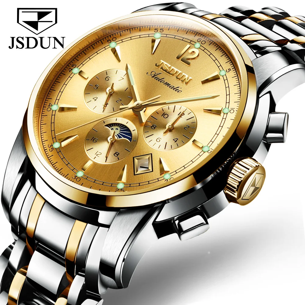 

Лидирующий бренд Relogios автоматические механические часы Moon Phase водонепроницаемые светящиеся часы с датой недели мужские деловые наручные ч...