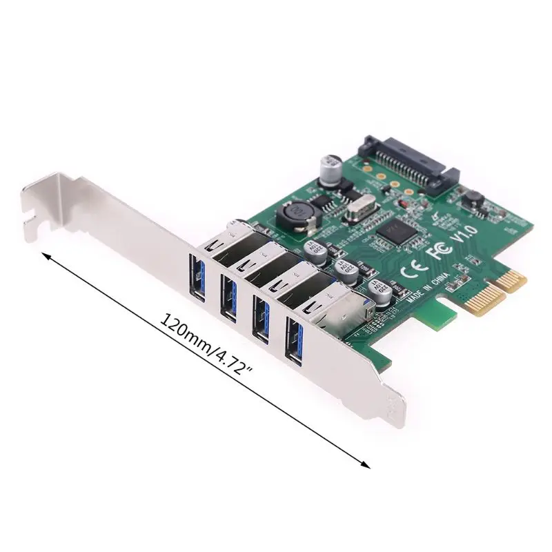 4 порта USB 3 0 PCIE Плата расширения PCI Express Sata Блок питания для настольных ПК X6HA|Платы