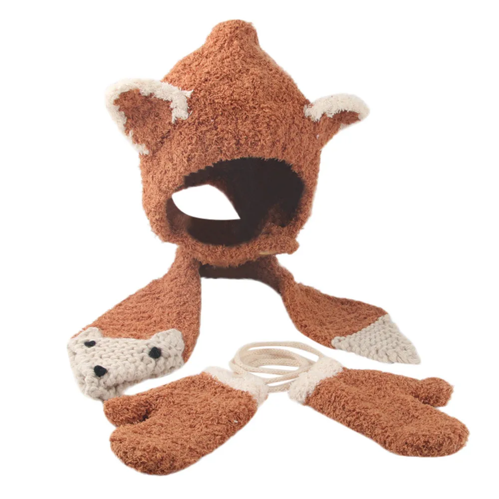 

Toddler Girls Boys Baby Winter Crochet Knit Baby Hat Scarf Set Winter Cartoon Hat Beanie Cap Scarf Set Bonnet Bebe Naissance