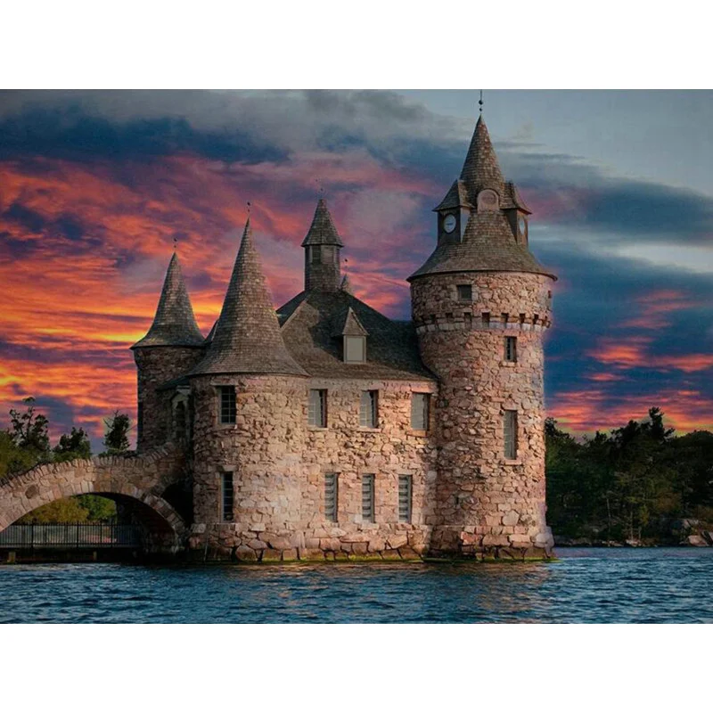 

5D DIY Алмазная картина полный круг Алмазная вышивка пейзаж море центральная крепость вышивка крестиком