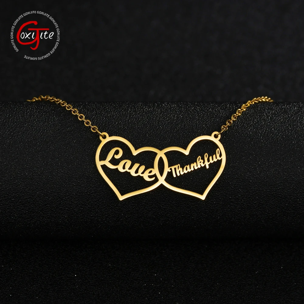 

Goxijite Double Heart Name Necklace For Lover Custom Initial Letter Nameplate Necklaces Stainless Steel Best Birthday Gift