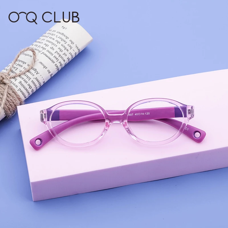 

O-Q CLUB Kids Round Glasses Myopia Optical Eyewear Frames Blue Light TR90 Silicone Eyeglasses Computer Bady Glasses Frames 2507