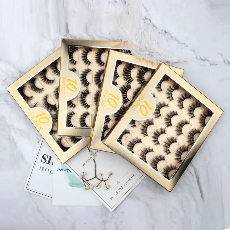 Новый 3/10 пар 39 стили 3D искусственным мехом норки Make up кисти Мягкие Накладные