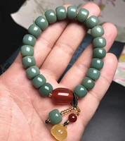 natural green bodhi seed beads bracelet bangles for women men buddha charm bracelet tibet prayer lotus mala healing jewelry