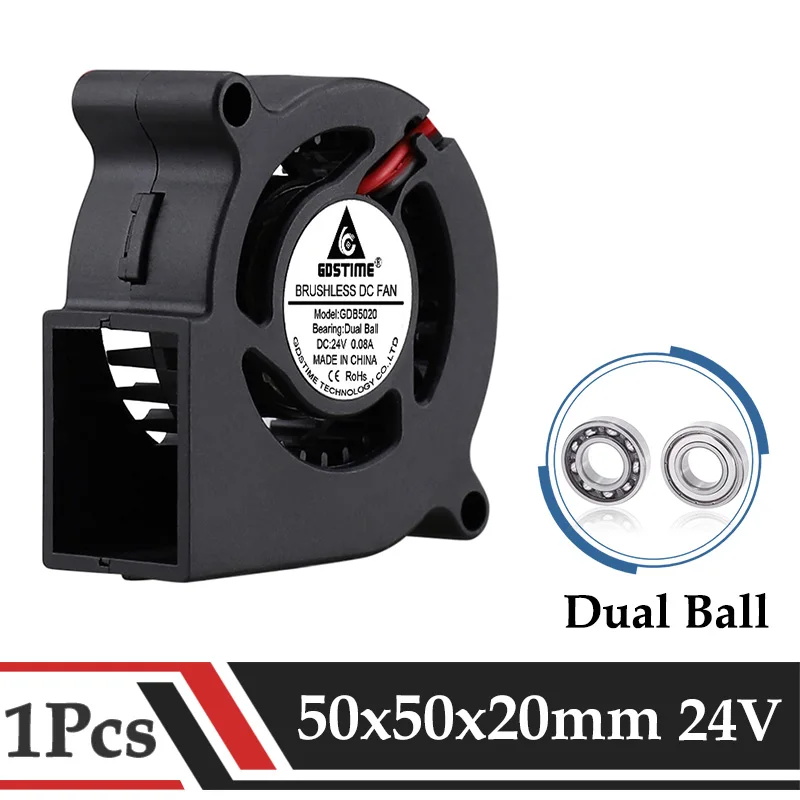 1 шт. Gdstime 24 В постоянного тока 50x50x20 мм 5020 вентилятор турбины 50 x 20 двойной