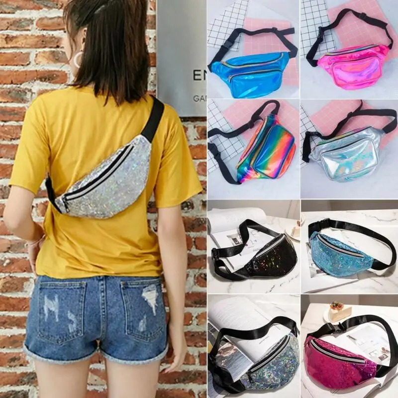 Поясная Сумка для женщин двусторонняя поясная сумка с блестками и изображением