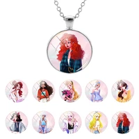 disney charming beautiful princess image glass dome link pendant necklace cabochon necklace for sweater decoration jewelry qgz01