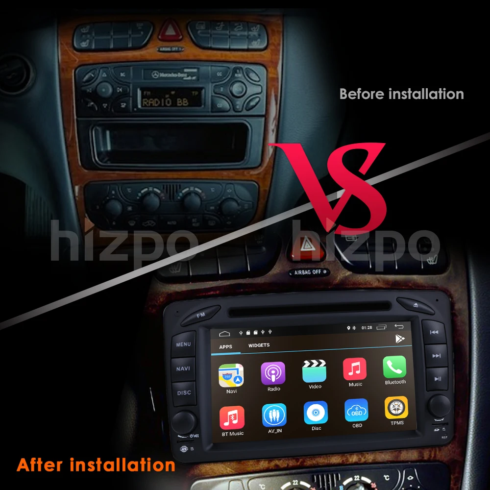 2 Din Android 9 0 Автомобильный DVD радио плеер Стерео gps navi для Benz W203 W208 W209 W210 W463 Vito Viano с wifi
