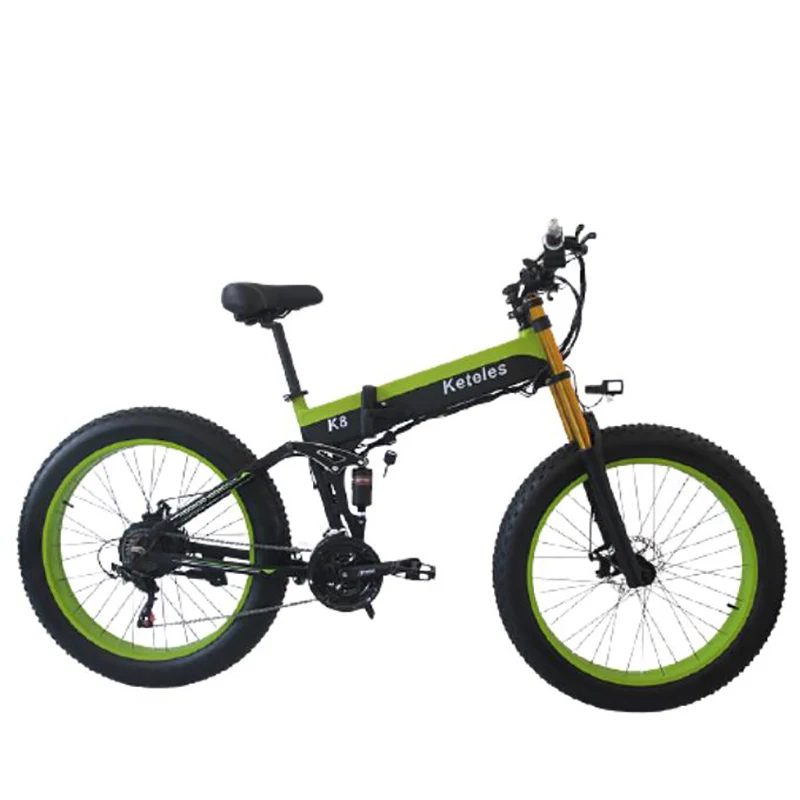 Verkauf Keteles K8 PLUS Grün 26 Zoll Rad Erwachsenen Elektrisches Fahrrad 1000W 48V 15AH 21 Geschwindigkeit Klapp E-bike Off-road Berg Fett Fahrrad