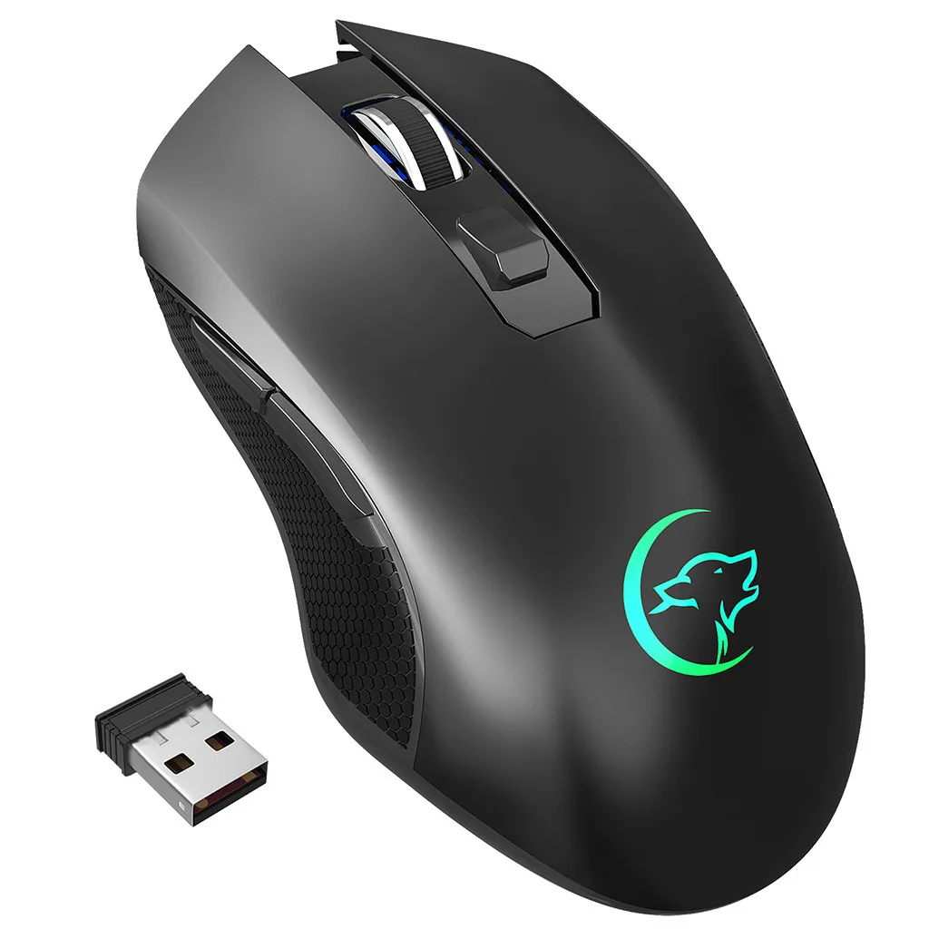 Беспроводная USB мышь 2 4 ГГц 6 кнопок цветное освещение 3 режима 2400DPI регулируемая