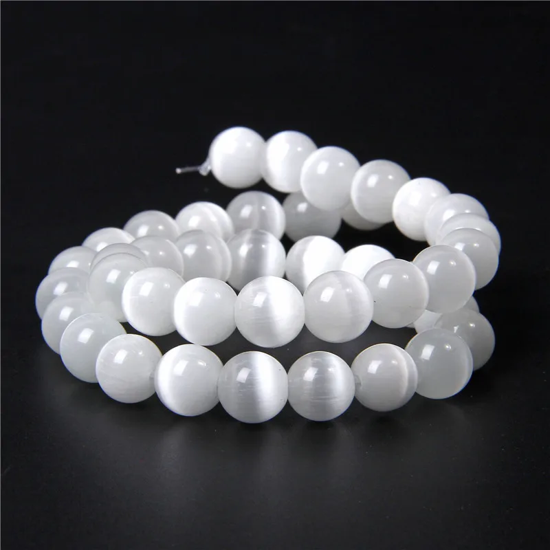 

White Cat's eye stone beaded Natural Moon Stone Beads Cat eye beads for jewelry making bracelet necklace DIY Accessories