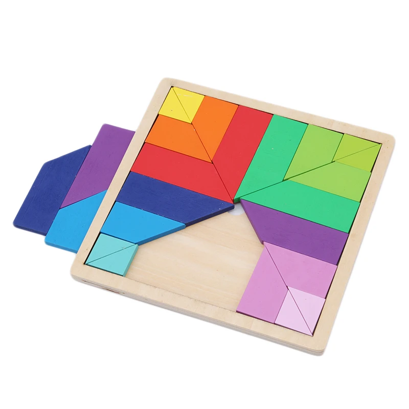 Wooden Puzzle for Children Kids Geometric Square Board Intelligence Puzzle Kids Wooden Learning Educational Toys Jigsaw