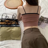 summer sexy tank top camisole female outer wear with chest pad tube crop tops backless camisole fashion casual tube corset top