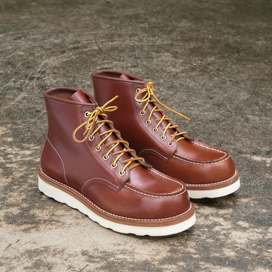 Ботинки Goodyear-Welted Мужские Винтажные натуральная кожа мотоциклетные полусапожки