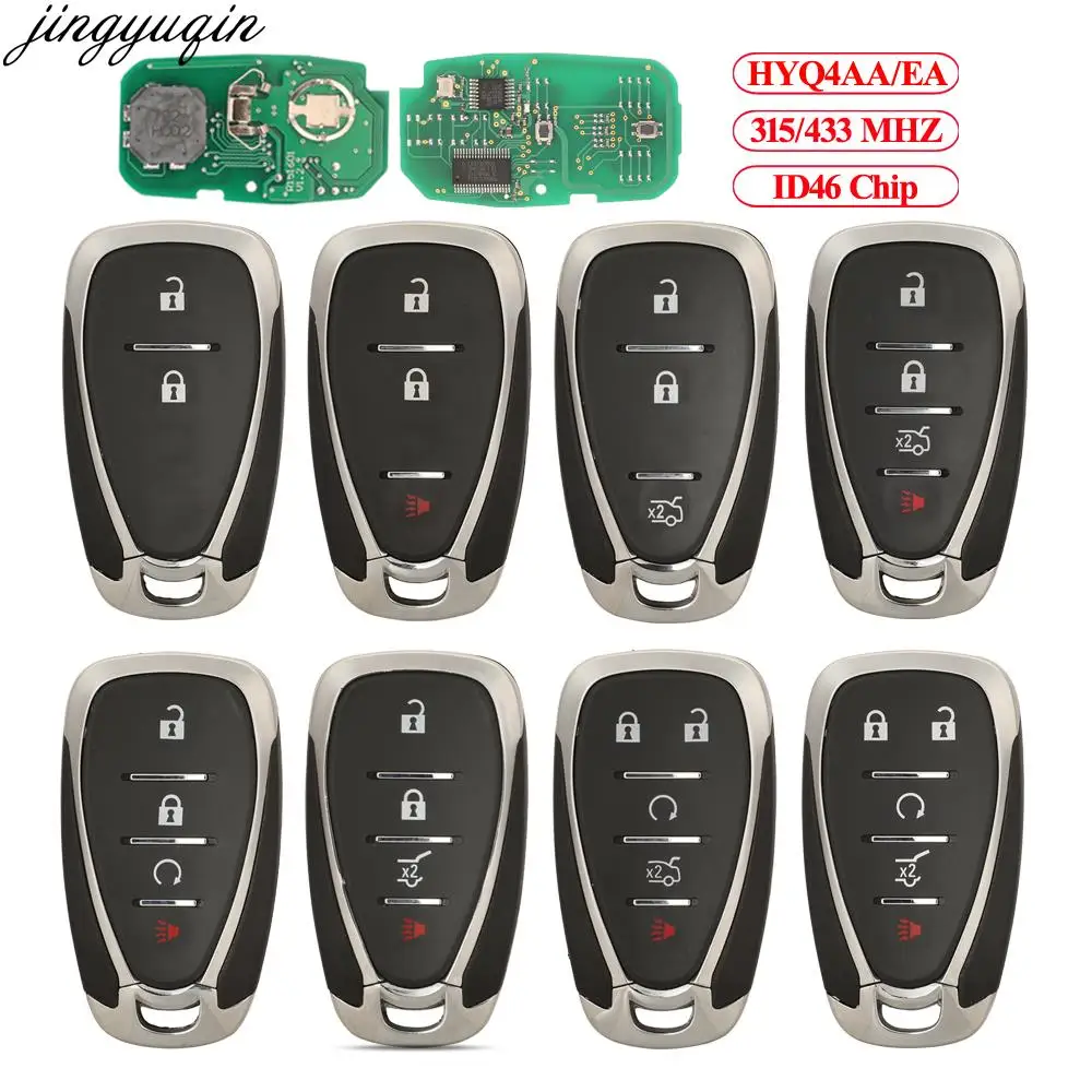 

Jingyuqin 2/3/4/5 Buttons Remote Car Key Alarm 315/433MHZ ID46 For Chevrolet Equinox Spark Trax 2016-2021 HYQ4AA/HYQ4EA