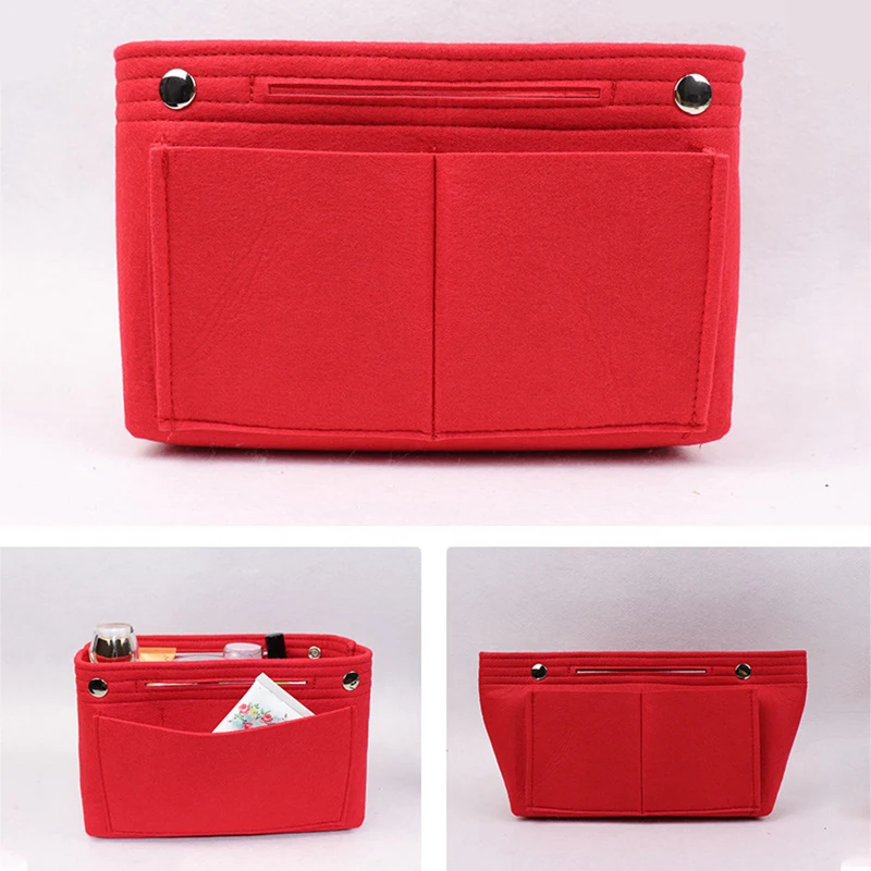 

Portable Multi Pockets Felt Cosmetic Storage Bag Travel Inner Purse Pouch Cloth Insert Bag Makeup Organizer Accessories Supplies
