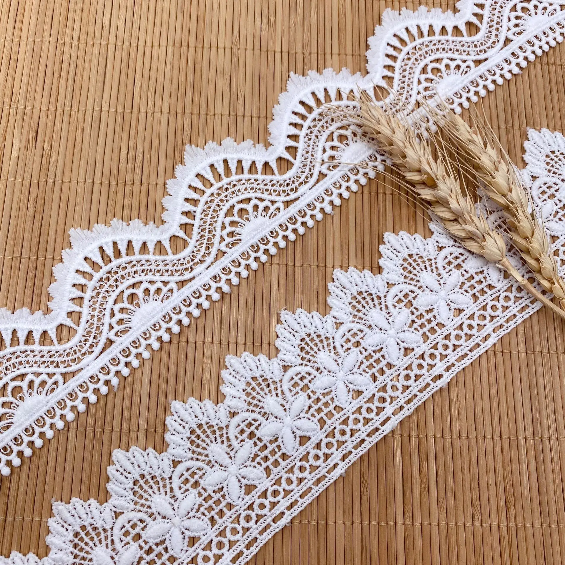 

(2Yards/Lot) White Milk Silk Embroidered Hollow Lace Net Ribbons Fabric Trim DIY Decorate Sewing Handmade Craft Materials