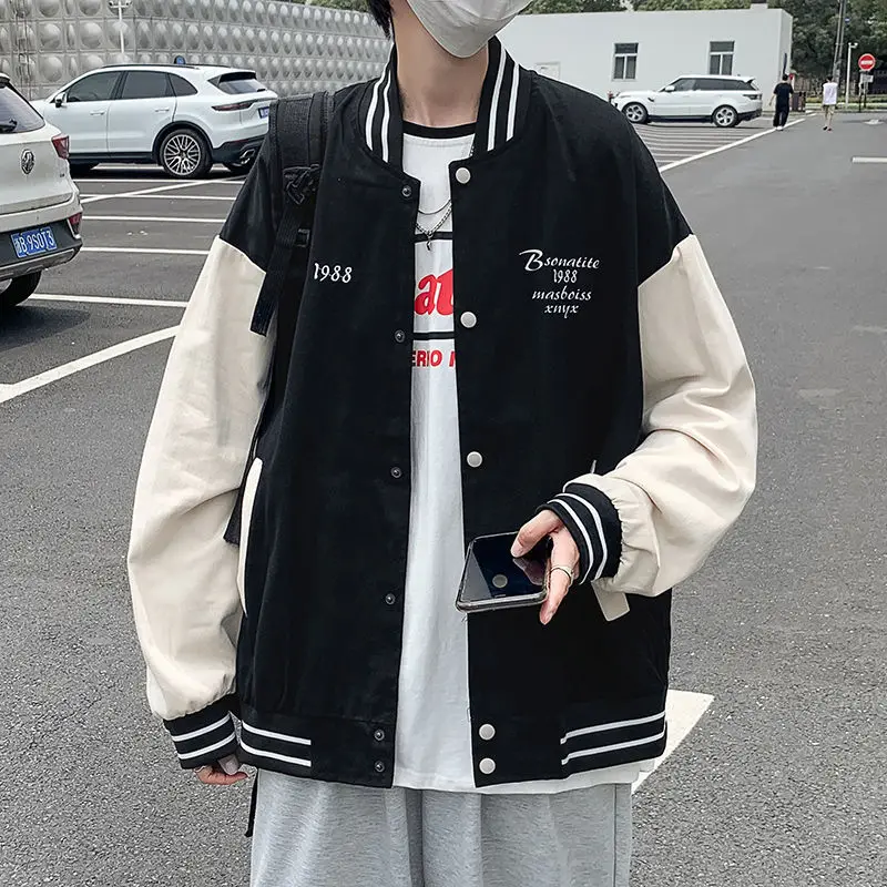

Autumn Jacket Male Korean Version of The Trend of Harajuku Baseball Uniform Ins Loose Tide Brand Spring Long-sleeved Jacket