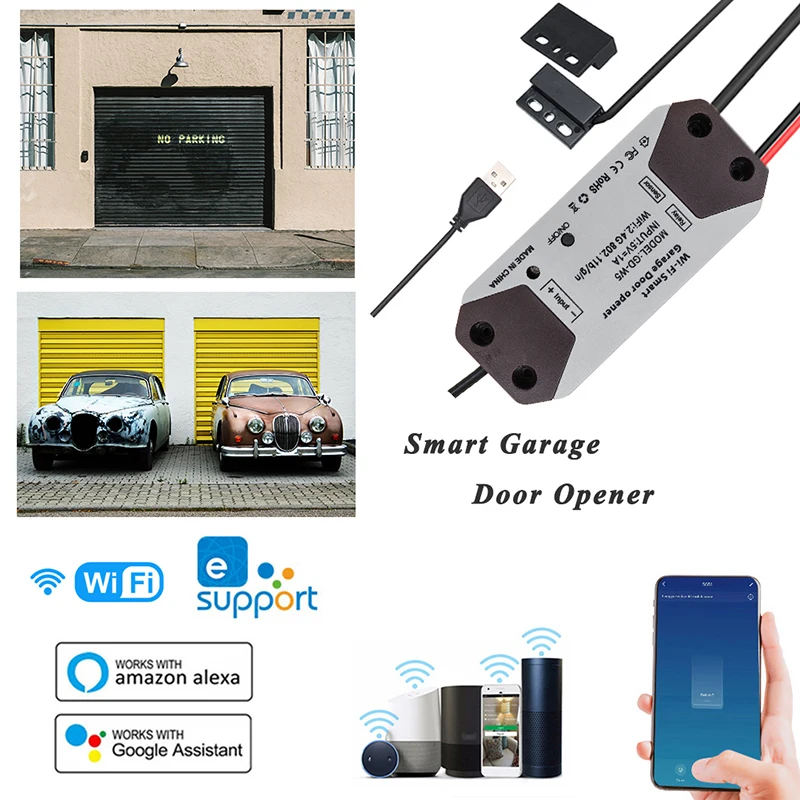 

WiFi Switch Smart Garage Door Opener Controller Work With Alexa Echo Google Home EWelink APP Control No Hub Require