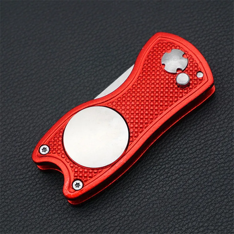 

Aluminium Divot Fork Tool with Button Magnetic Ball Marker Portable for Golf Club SEC88