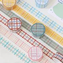 MOHAMM 1 PC Washi Paper Morandi Color Grid Masking Tape for Scrapbooking Journal DIY Material Decoration Crafts