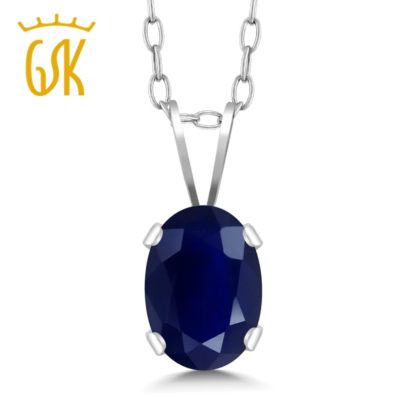 GemStoneKing 1,02 карат натуральный Овальный Сапфир изысканные ювелирные изделия 925 пробы серебряный кулон ожерелье для женщин