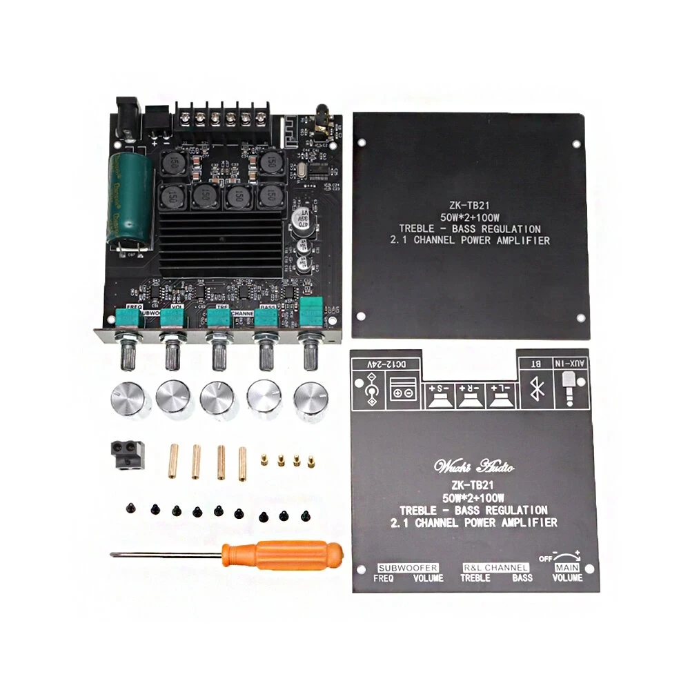 

ZK-TB21 TPA3116D2 2.1 channel 50W+50W+100W bluetooth digital power amplifier module Stereo Amplifier Board Bass subwoofer