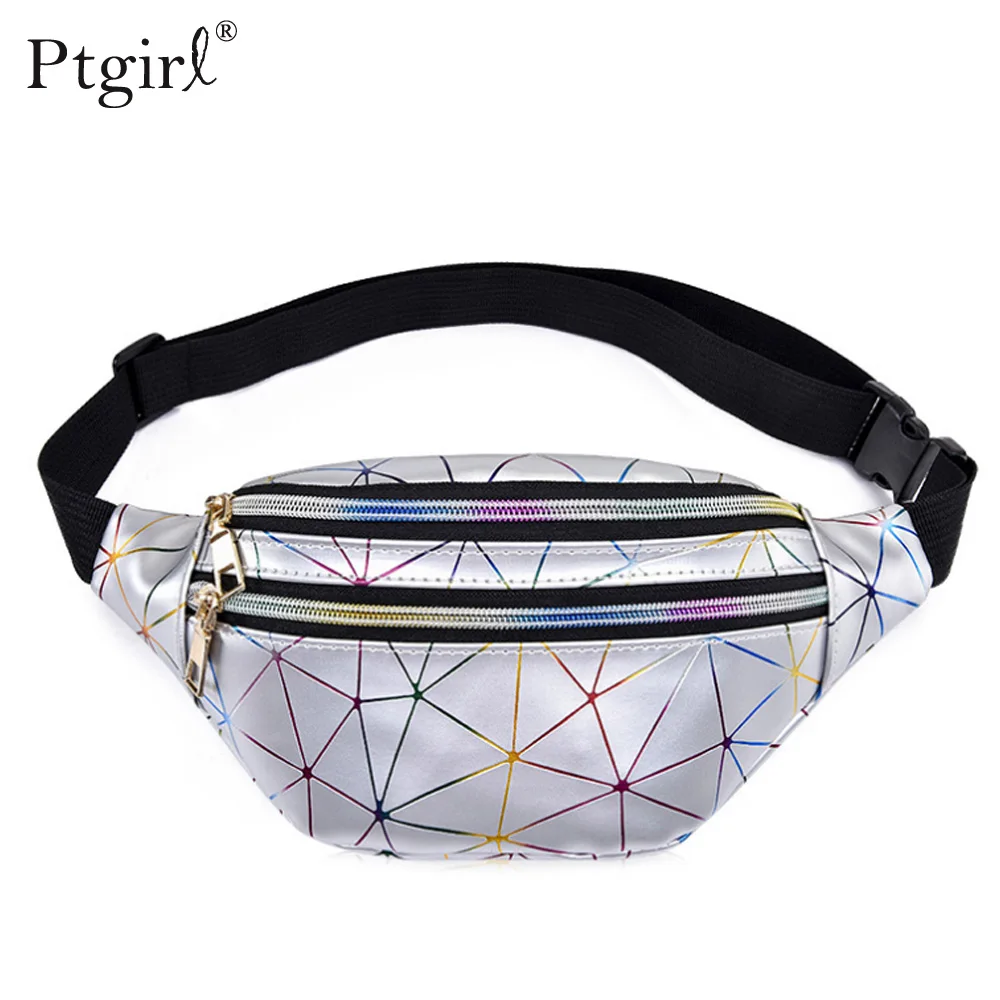 Голографические поясные сумки женские розовые серебряные Ptgirl Женские черные