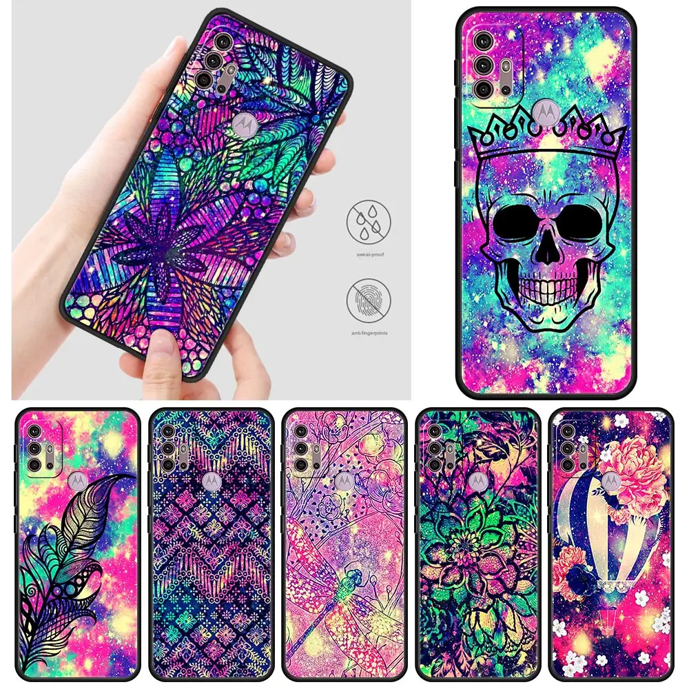 

Colorful Skull Pattern Cases For Motorola One Fusion G30 G9 Play G8 Power Lite E6s G Stylus Edge 20 Pro Black TPU Phone Shell