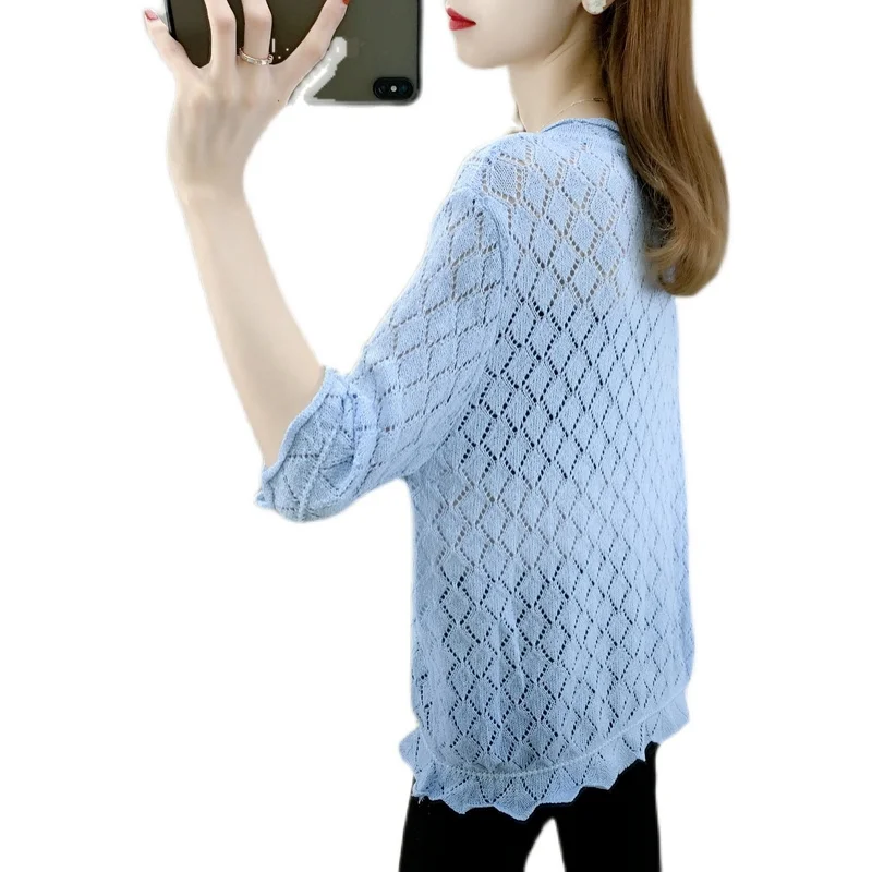 

Room 199912 1 row 2 lower] real shot round neck diamond cut-out half sleeve 31