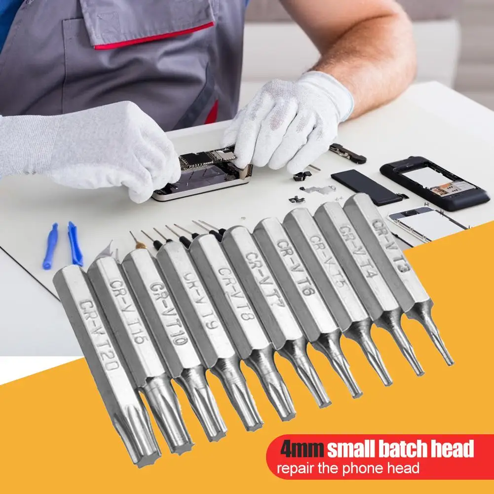 10 шт. CR-V Torx Биты отвертки сверла по металлу с шестигранной ремонта мобильный