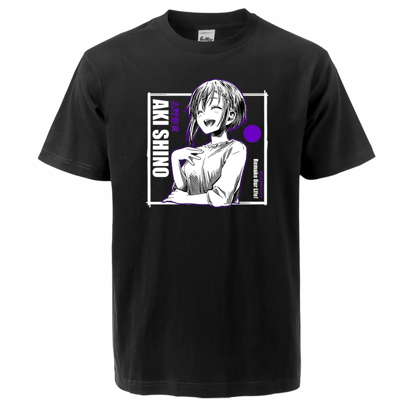 

2021 Summer Men Simple Aki Shino Anime Girl Hentai T-Shirts Casual O-Neck Streetwear Mens Short Sleeve Tops Cotton T Shirts
