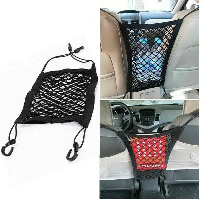 

Universal Car Storage Net with 4 Hooks Bag Cargo Elastic Car Seat Mesh Hanging Holder Organizer Trunk Car Organizer Accessories