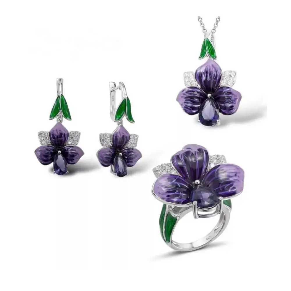 Эмалевые Ювелирные наборы женские кольца ручной работы с эмалью | Украшения и