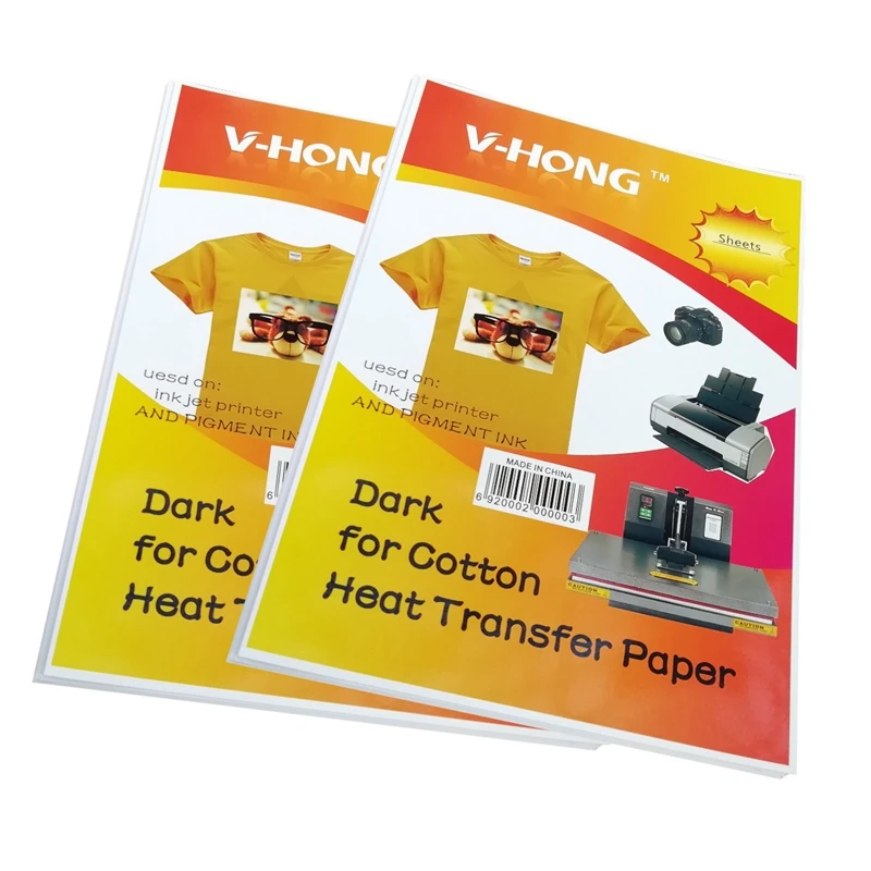 V-HONG 8,3x11,7 дюймов хлопок сублимации футболки темно A4 вечерние дизайн рекламой по индивидуальному заказу клиента одежда текстиль бумага пере...