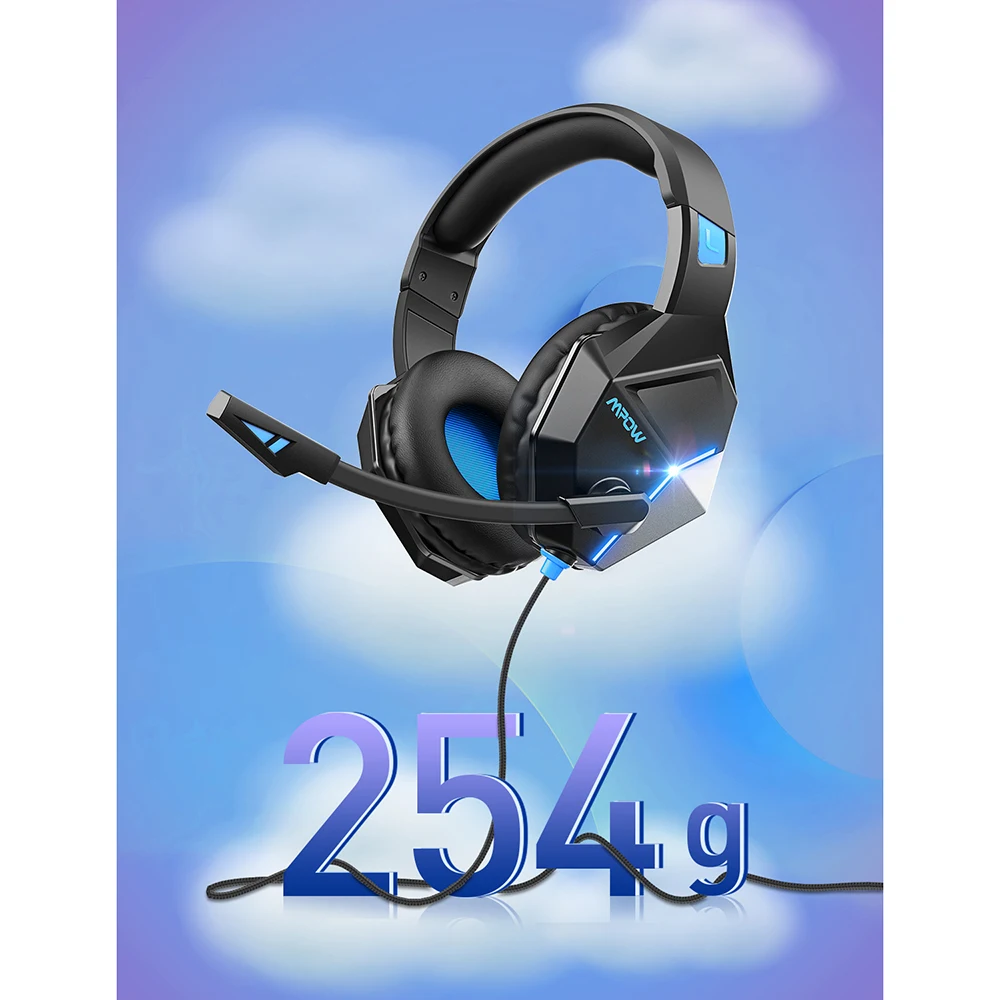 Проводная игровая гарнитура Mpow EG10 для ПК игровые наушники с шумоподавлением