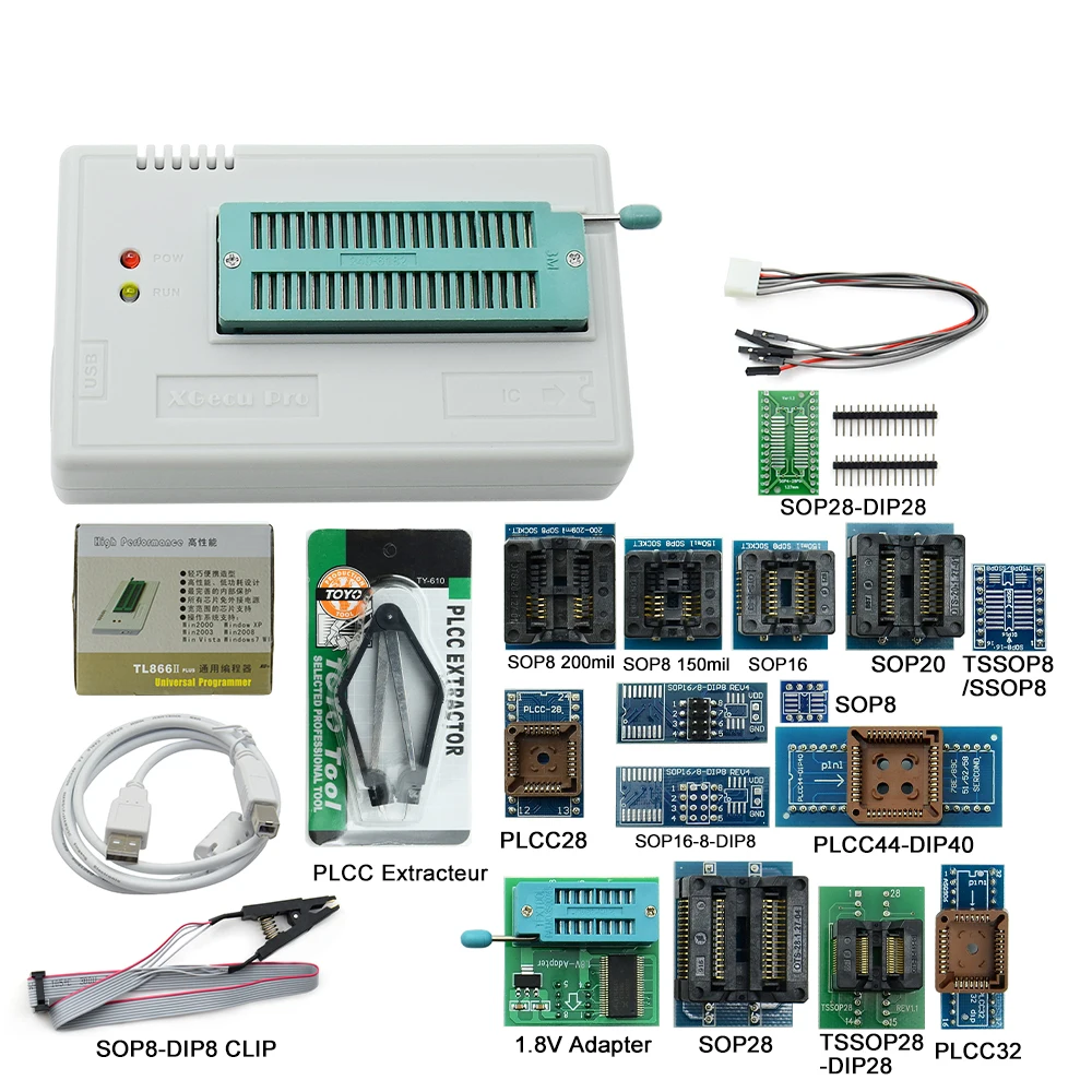 XGECU Original V11.11 TL866II Plus Universal Programmer+17 Adapter TL866 Flash EPROM Test Clip Smart Chip Portable Calculator | Компьютеры