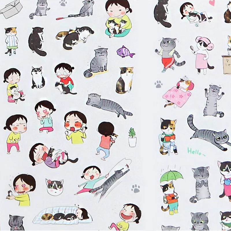 6pcs/Set Cartoon Animals Cats Sticker Toys for Children PVC Cute Stickers DIY Diary Notebook Scrapbooking Decoration | Игрушки и хобби