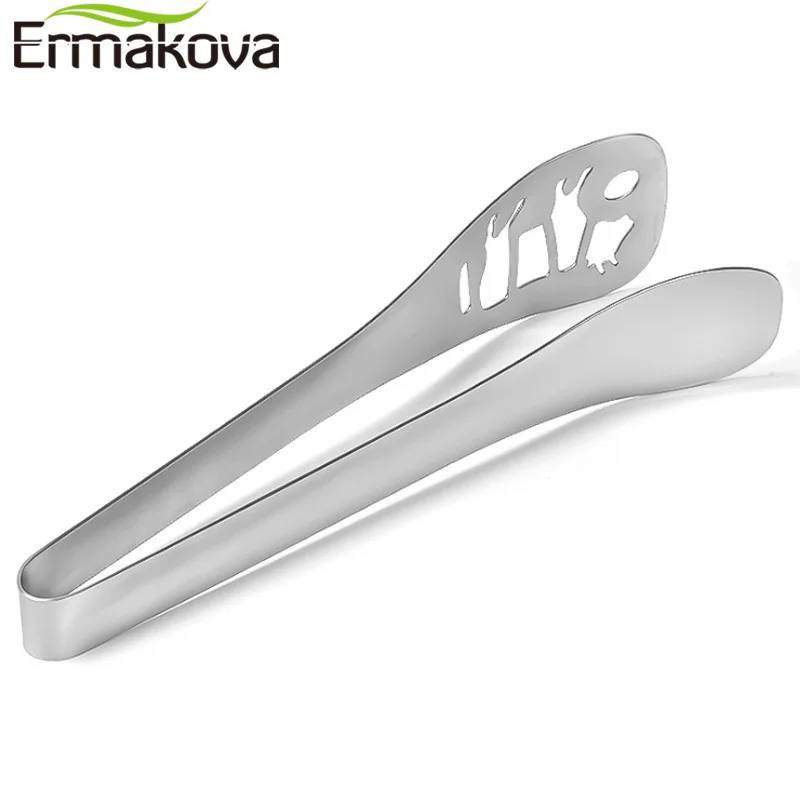 

ERMAKOVA Serving Tongs Stainless Steel Tongs Bread Tongs Stainless Steel Kitchen Tongs Non-Stick Cooking And Kitchen Gadget