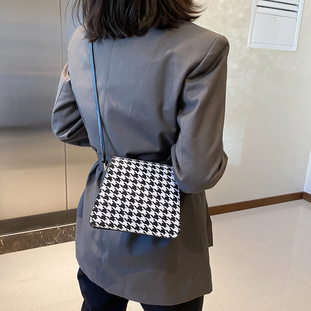 

Simply Crossbody Bags Street Purses Houndstooth Shoulder Messenger Bag Lady Chain Travel Small Handbags for Women 2020