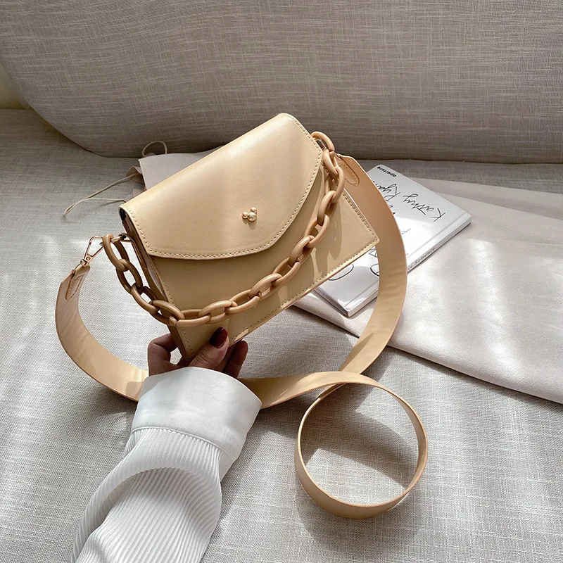 

Женская сумка через плечо, новинка 2020, брендовая дизайнерская Толстая сумка-мессенджер с акриловым ремешком, модная маленькая сумка на плеч...