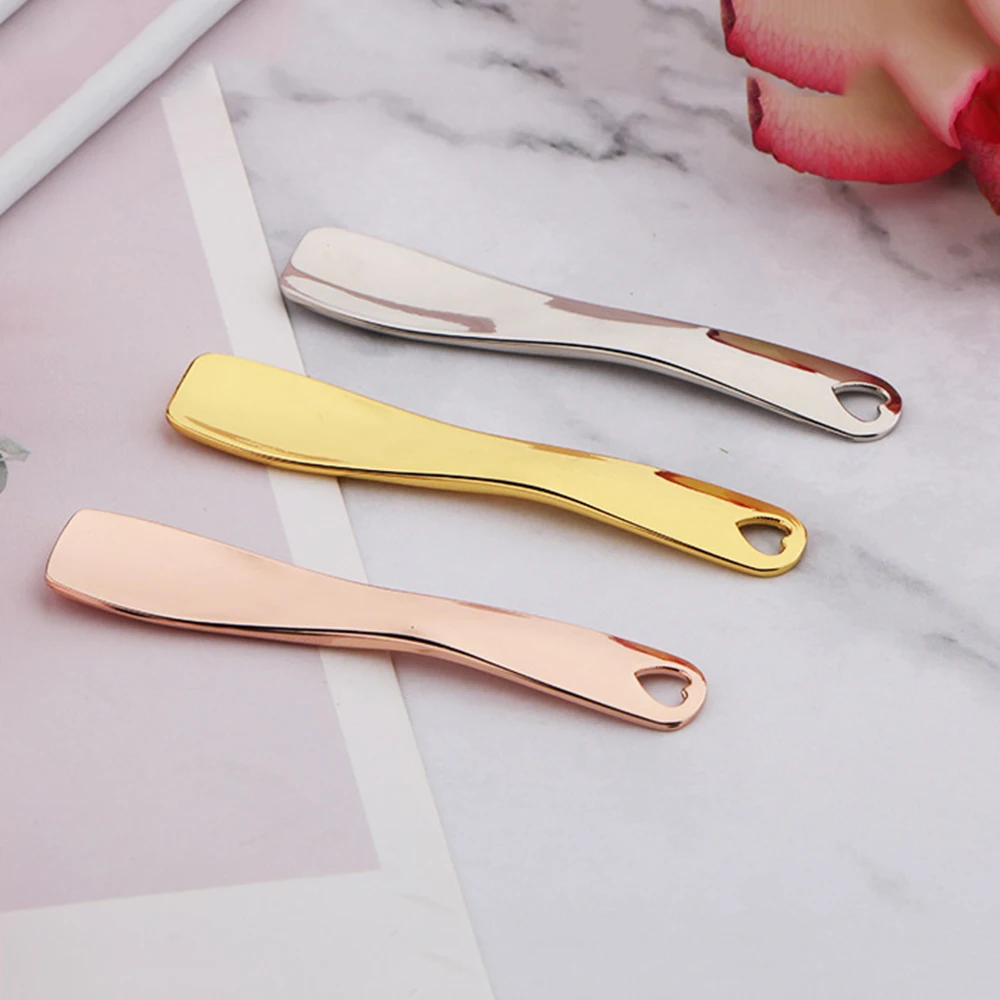 1pcs Metal Zinc Mini Cosmetic Spatula Curved Scoop Gold Silver Makeup Mask Cream Spoon Eye Stick Beauty | Красота и здоровье